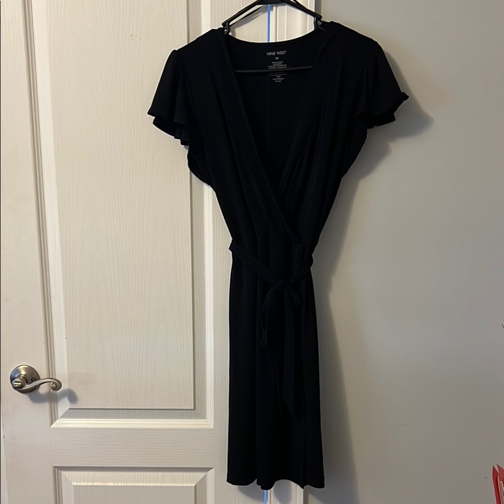 Nine West Black Knee-Length Wrap Dress
